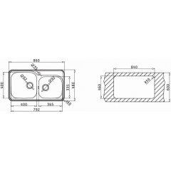 Pyramis Space Mid 2B Ένθετος Νεροχύτης 86x48cm Inox Σατινέ